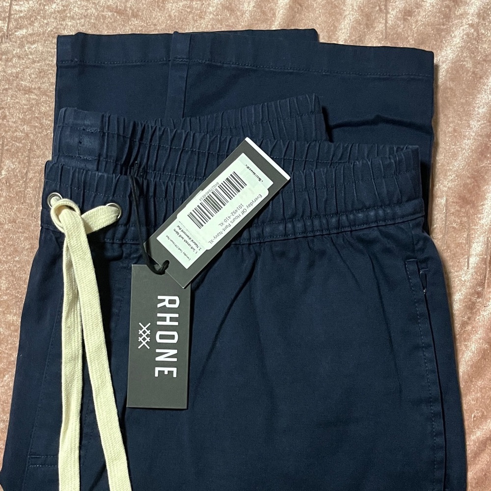 Rhone Navy Joggers with White Drawstring